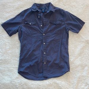 Short sleeve navy blue button down